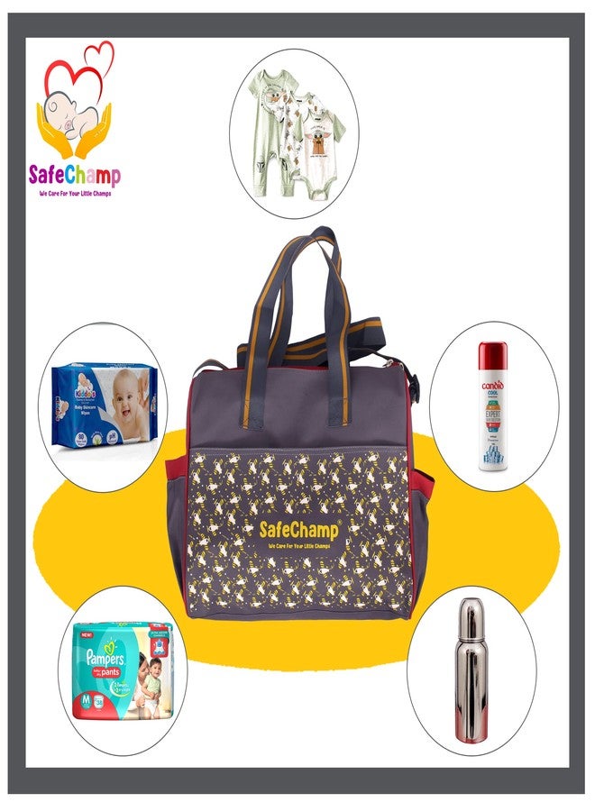 SafeChamp حقيبة حفاضات متعددة الأغراض من SafeChamp Chick Chick، حقيبة حفاضات للأمهات (رمادي) - Image 4